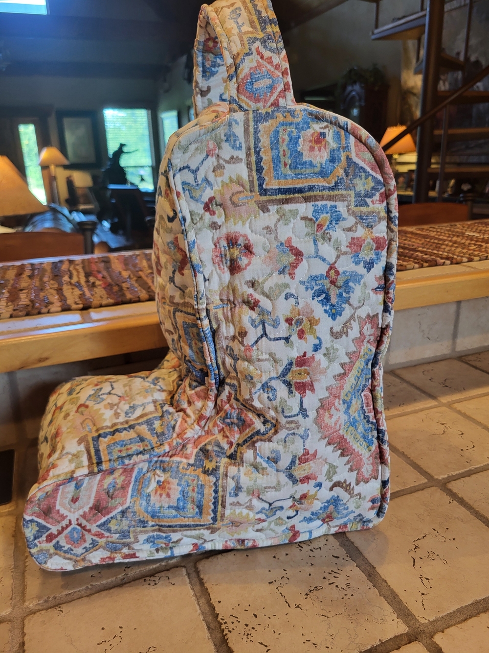 Western Boot Bag Santa Fe Print  in Blue, Pink, Cream